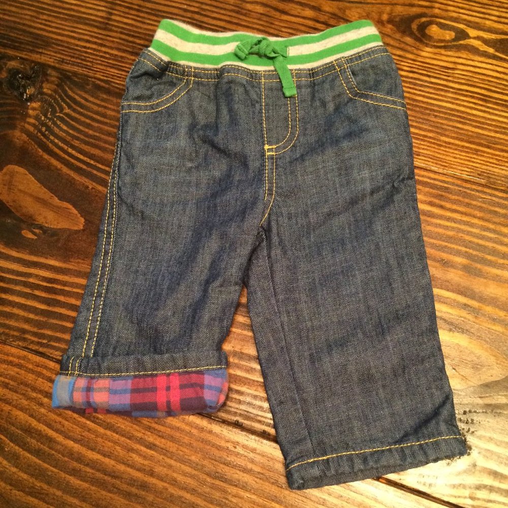 Baby Boden Cozy Plaid Lined Jeans